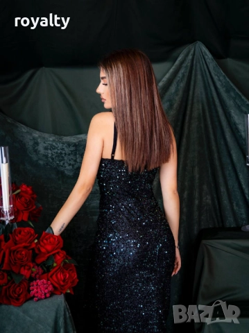 Пайетена Рокля в Тъмно Зелен Цвят, снимка 5 - Рокли - 52884915