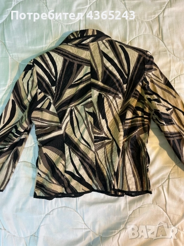 Официално елегантно дамско черно/бежаво сако с лен Marks and Spencer, размер S -M, снимка 5 - Сака - 52617787