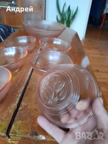Стар комплект стъклени купи, снимка 4 - Антикварни и старинни предмети - 49117525