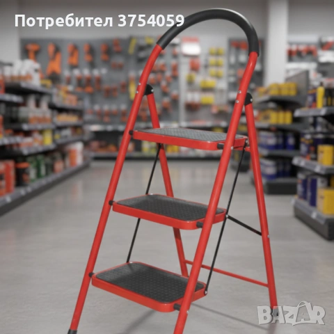Лека сгъваема стълба – 3 Стъпала, до 150 кг, супер компактно прибиране, снимка 3 - Други стоки за дома - 53099281