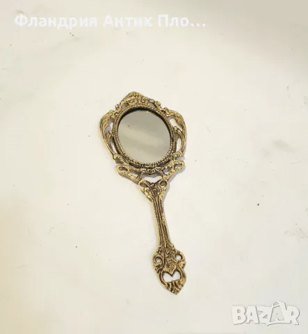 Декоративно ръчно огледало от метал - голд, снимка 2 - Огледала - 49648809