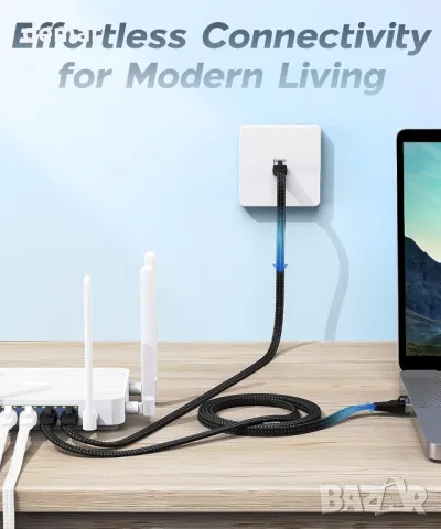 ULTRICS Cat 8 Ethernet кабел 20M, 40Gbps 2000MHz плетен плосък мрежов кабел, RJ45 STP екраниран, снимка 7 - Друга електроника - 49296417