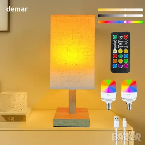 Безжива лампа с RGB E14, акумулаторна, дистанционно, таймер и димер