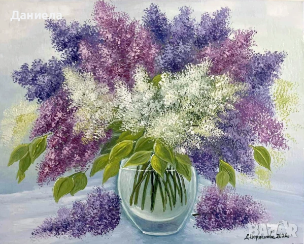 "Аромат на люляк.", авторска картина с маслени бои.