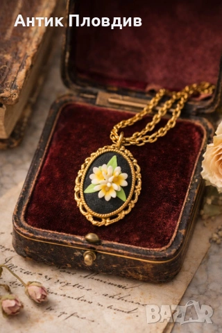 Винтидж колие с цвете еделвайс – флорален медальон