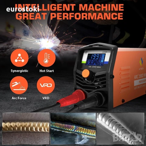 Hitbox ARC 200D MINI заваръчен апарат с LCD дисплей, 240V, технология Synergy, преносим, снимка 4 - Други инструменти - 51091803