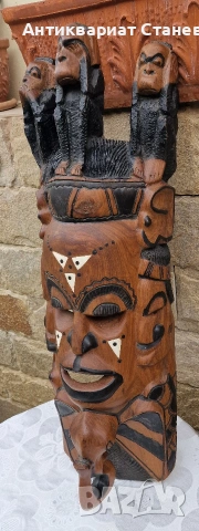 Тежка и масивна маска дялана от цяло дърво, снимка 13 - Декорация за дома - 53341249