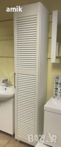 Колона шкаф 40см. PVC, врата масив с отворени ламели