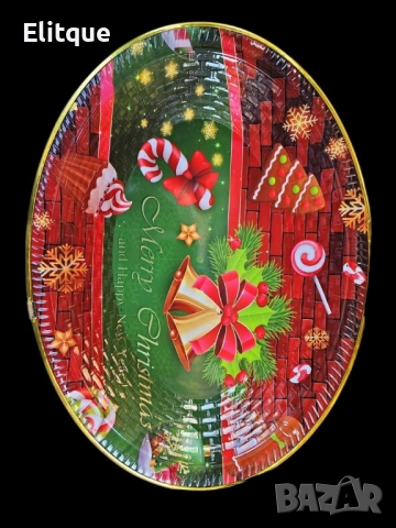 Пластмасова коледна чиния/плато за сладки, ордьовър, мезета и др./ Цвета е според нал. в склада, снимка 2 - Други - 52903549