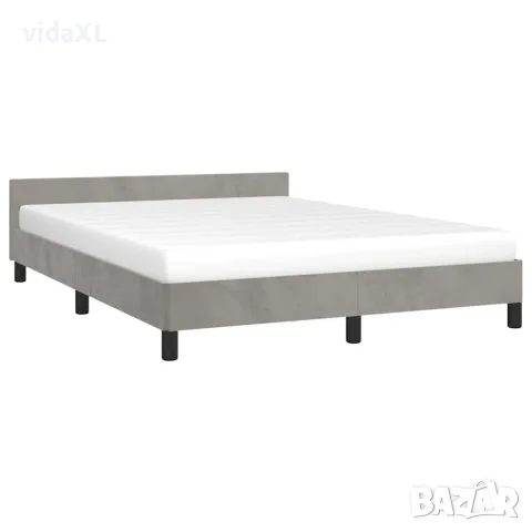 vidaXL Рамка за легло без матрак, светлосива, 140x200 см, кадифе, снимка 3 - Спални и легла - 56147168