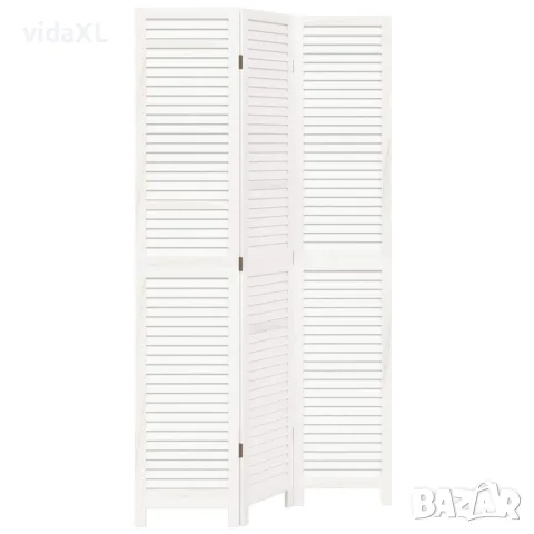 vidaXL Разделител за стая, 3 панела, ретро бял, дърво пауловния масив