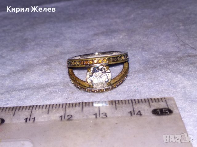 Стар СКЪПОЦЕНЕН БРОНЗОВ ПРЪСТЕН с МАСИВНА БЯЛА ПОЗЛАТА МАРКИРОВКИ и БРИЛЯНТНО ФАСЕТИРАН ЦИРКОН 38638, снимка 8 - Антикварни и старинни предмети - 41682683