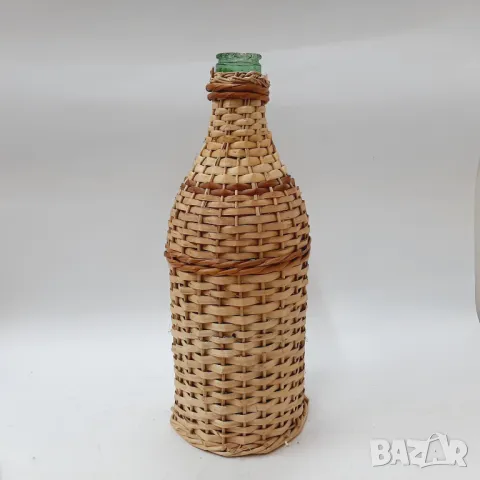 Стъклена дамаджана с оплетка от ракита(11.1), снимка 4 - Антикварни и старинни предмети - 48504366