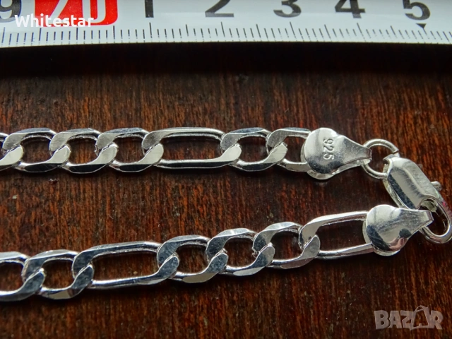 Посребрен мъжки ланец, снимка 3 - Колиета, медальони, синджири - 53632018