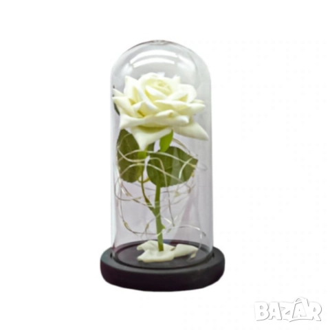 Бяла роза под стъклен купол - Вечна елегантност, снимка 4 - Подаръци за жени - 51852346