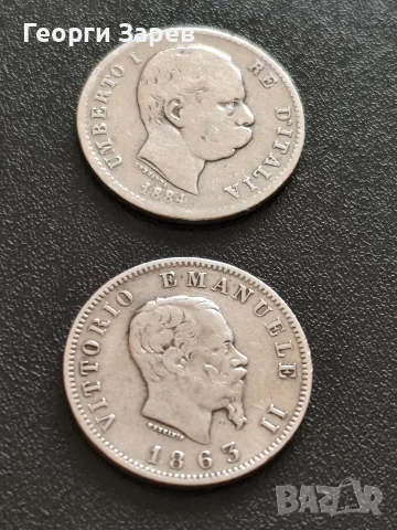 1 лира 1863 и 1884 год, сребро,835/1000, снимка 2 - Нумизматика и бонистика - 55728228
