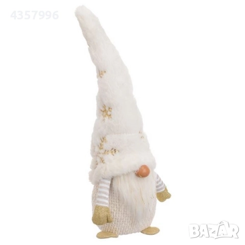 Коледна фигура - гномче с бяла кожена шапка, брада и бяло тяло, 48см, снимка 2 - Декорация за дома - 52392934