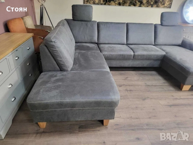 ПРОМОЦИЯ!!! П - образен ъглов диван от плат тъмно сив MM-ZE1037, снимка 4 - Дивани и мека мебел - 52826733