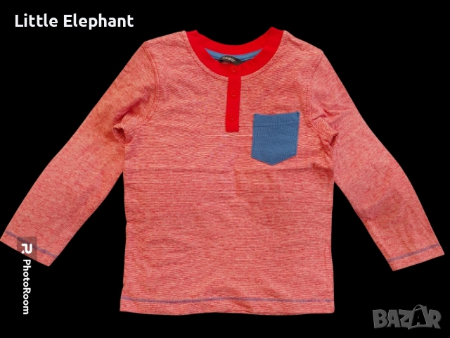 Блузка с дълъг ръкав за 3-4 год момиченце райе,копченца и джобче червена гама,Англия/нова