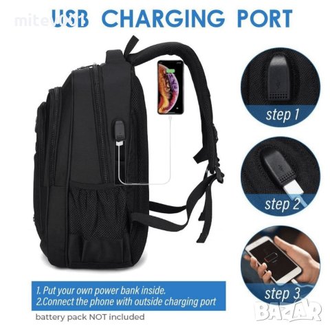 Раница с USB порт и отделение за лаптоп 17.3" 635 М20-180, снимка 2 - Други - 32044657