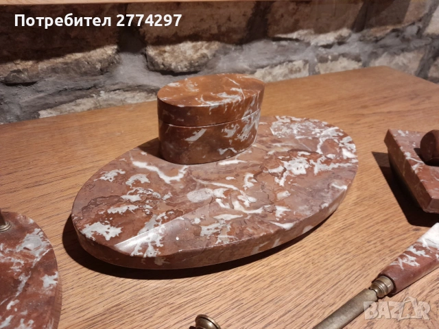 Винтидж мраморна мастилница, снимка 2 - Антикварни и старинни предмети - 53306073
