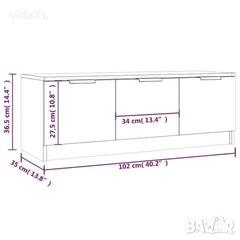 vidaXL ТВ шкаф, бетонно сиво, 102x35x36,5 см, инженерно дърво, снимка 10 - Шкафове - 56147958