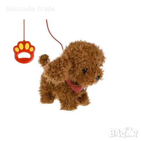 Механично куче Mercado Trade, Пудел, С движение, звук и дистанционно, Кафяв