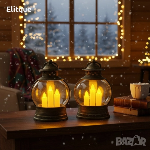 Декоративен коледен фенер с три LED свещи – безопасна и магична светлина, снимка 3 - Декорация за дома - 52749988