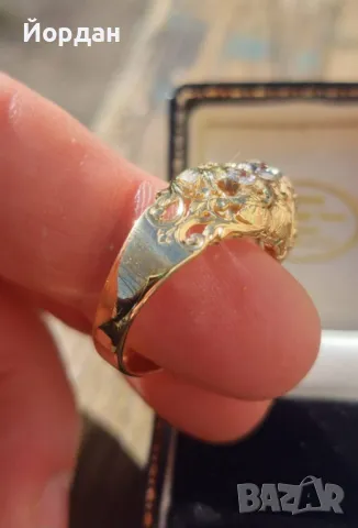   Златен дамски пръстен със натурални скъпоценни камъни, снимка 8 - Пръстени - 49468279