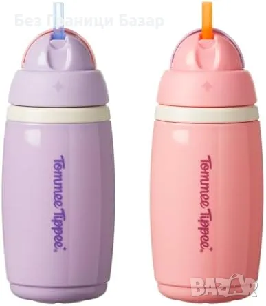 Нова Tommee Tippee 2 броя неразливаща се чаша със сламка, 266 мл, 12+ м