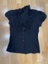 Черна дамска риза с къс ръкав , снимка 1 - Ризи - 44464404