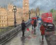 Дъждовен Лондон маслена картина 