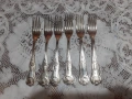 Стари антикварни посребрени прибори вилици 6 бр. маркирани, снимка 1