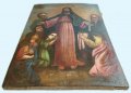 19 Век. Голяма, Старинна, Руска Икона "Исус Христос Благославя Децата", снимка 11
