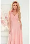Елегантна дълга рокля в светлорозов цвят 405-3 Numoco, снимка 2