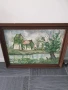 94х74см наивизъм/голяма картина масло върху платно/къща-дървета-река/1979/дървена рамка, снимка 1