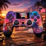 Безжичен джойстик за PS4 с тъчпад, вибрация и LED осветление – FC25 / GTA дизайн, снимка 3