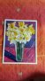 цветя-авторска картина 40/30 в рамка,рисувана на ръка., снимка 2