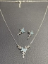 Сребърно колие обеци пеперуда тюркоаз 925 silver чисто нов obeci kolie, снимка 4