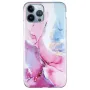 Силиконов калъф Marble Pattern IMD за iPhone 15 Pro, Розов-Син, снимка 1