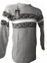 Плетен сив пуловер със черно-бял акцент, снимка 3
