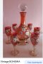 Кристални чаши и гарафа Бохемия рисувани цветно стъкло, снимка 11