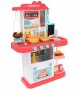 Игра Детска кухня , 72 см, много аксесоари и прибори, детска кухня, кухня за кукли, червена, снимка 6