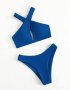 Бански костюм в синьо с кръстосани презрамки, снимка 3