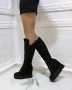 Ботуши на платформа - черен велур, снимка 2