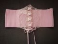 Розов корсет колан с дантела и сатенени връзки, снимка 6