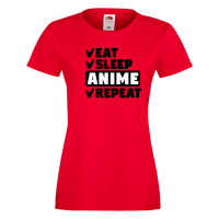 Дамска тениска Anime,Eat,Sleep,Anime,Repeat,Ядене,Спане,Подарък, снимка 3 - Тениски - 36420002