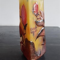 Красива ваза НАНСИ DAUM NANCY сецесион с пеперуда реплика, снимка 9 - Вази - 40890601
