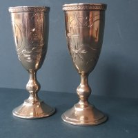ЧИФТ Руски чашки сребърни 84 с ПОЗЛАТА Москва 19ти век чаша, снимка 4 - Други ценни предмети - 34620706