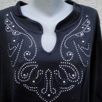 4XL Нова блуза с кристални капси в черно, снимка 2 - Туники - 44784084